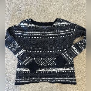American Eagle AE Fair Isle Scoop‎ Sweater Black Gray White Small